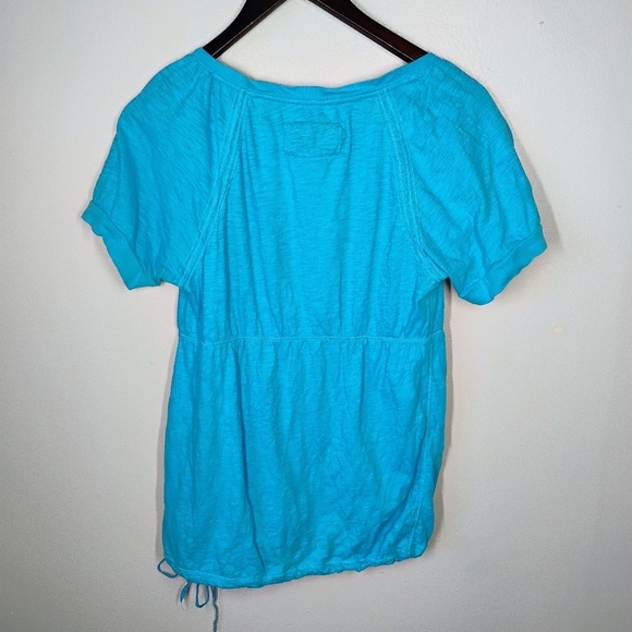American Eagle Y2K Babydoll Top Blue Tie Waist Womens Medium Bella Swan - Picture 5 of 13